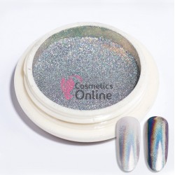 Pigment Unicorn Holographic pentru unghii, NADP010FF - Argintiu + 2 aplicatoare 